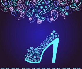 Floral shoes with paisley pattern vector 01
