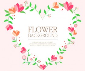 Flower background with heart vector material