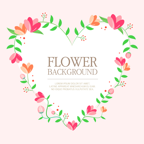 Flower background with heart vector material