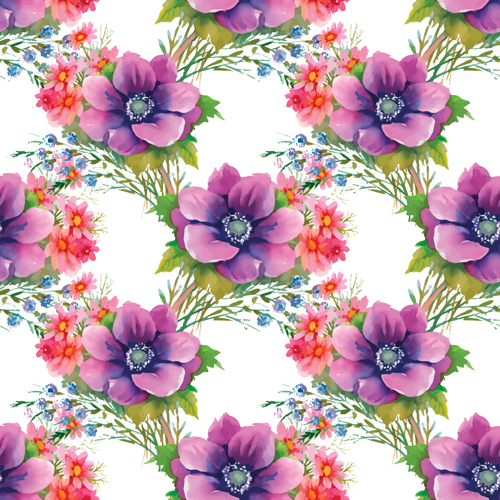 Flower seamless pattern set vector 02