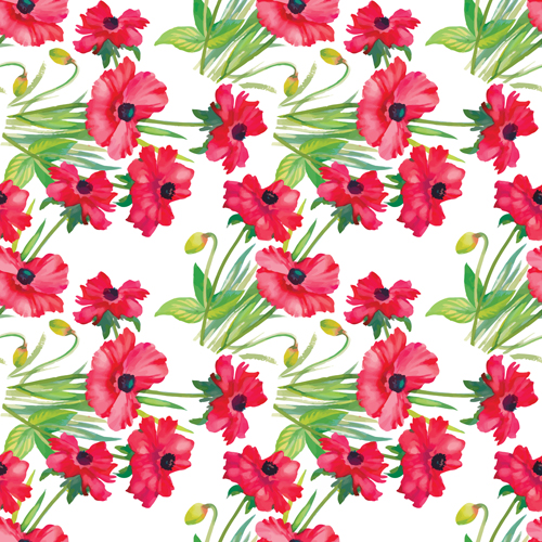 Flower seamless pattern set vector 03
