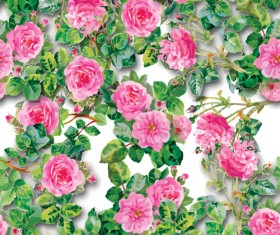 Flower seamless pattern set vector 04