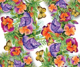 Flower seamless pattern set vector 05