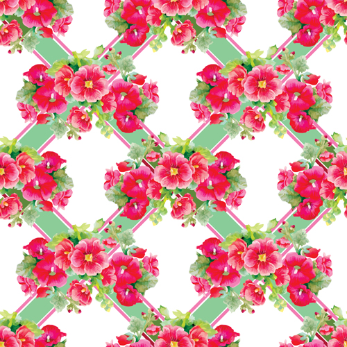Flower seamless pattern set vector 06