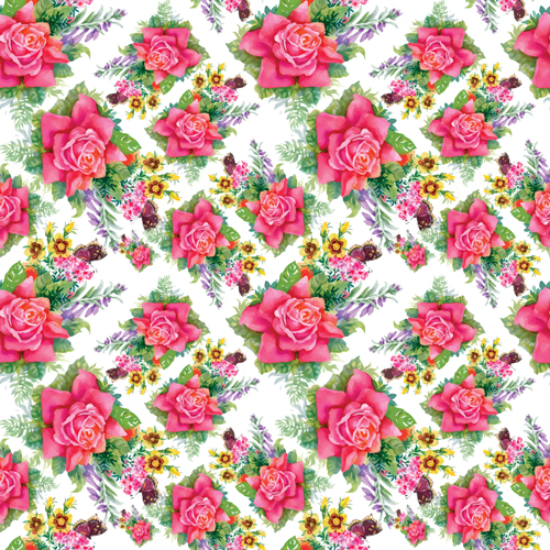 Flower seamless pattern set vector 08
