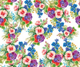 Flower seamless pattern set vector 09
