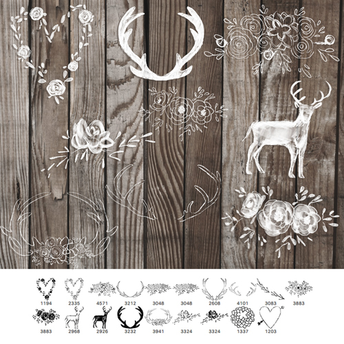 Flowers and antler photoshop brushes