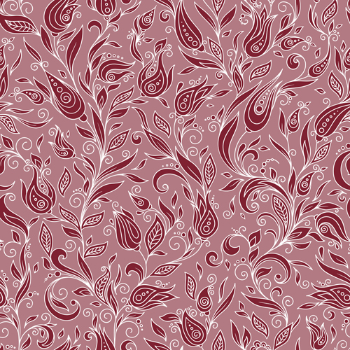 Flowers doodles seamless pattern vector 02