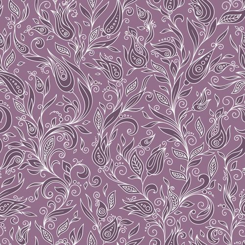 Flowers doodles seamless pattern vector 03