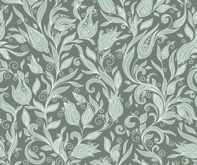 Flowers doodles seamless pattern vector 06