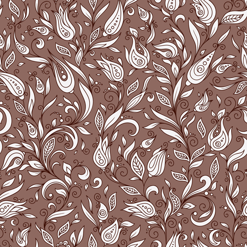 Flowers doodles seamless pattern vector 07
