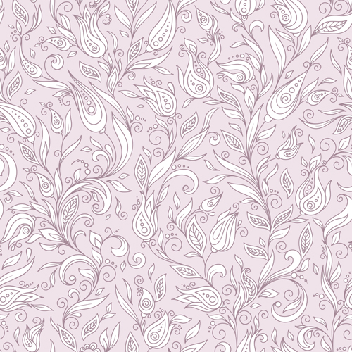 Flowers doodles seamless pattern vector 08