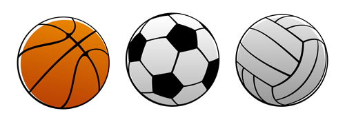 Football with basketball and volleyball vector material