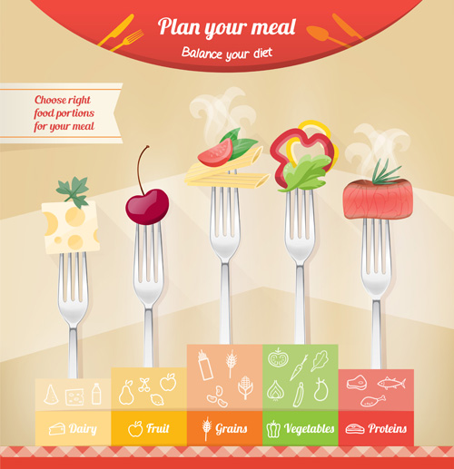 Fork with food infographic vector