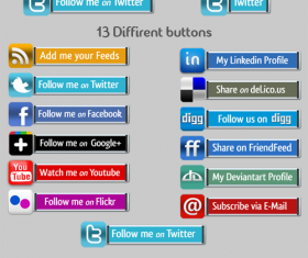 Free Social Network PSD Buttons