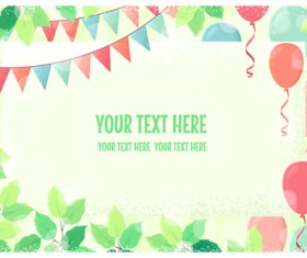 Fresh green leaves and multicolored balloons background vector 01