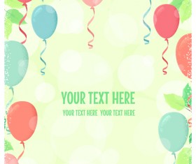 Fresh green leaves and multicolored balloons background vector 04