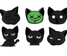 Funny black cat vector 01