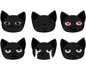 Funny black cat vector 02