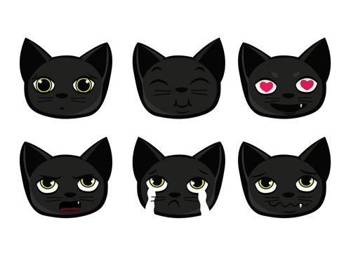 Funny black cat vector 02