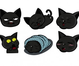 Funny black cat vector 03