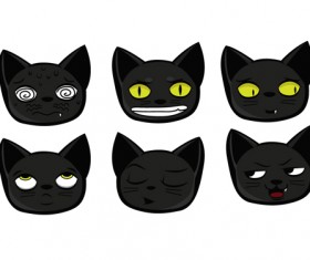 Funny black cat vector 04
