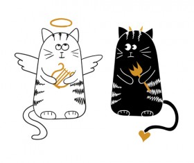 Funny doodle cats vector material 01