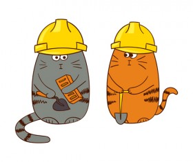 Funny doodle cats vector material 02