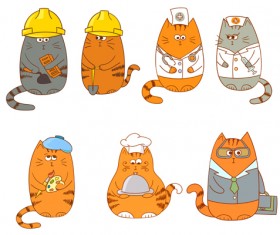 Funny doodle cats vector material 03