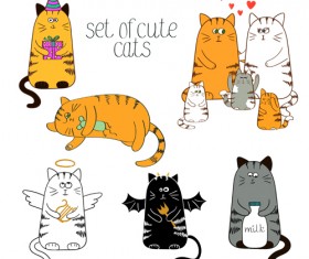 Funny doodle cats vector material 06