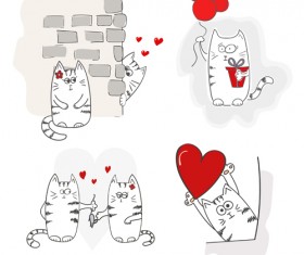 Funny doodle cats vector material 07