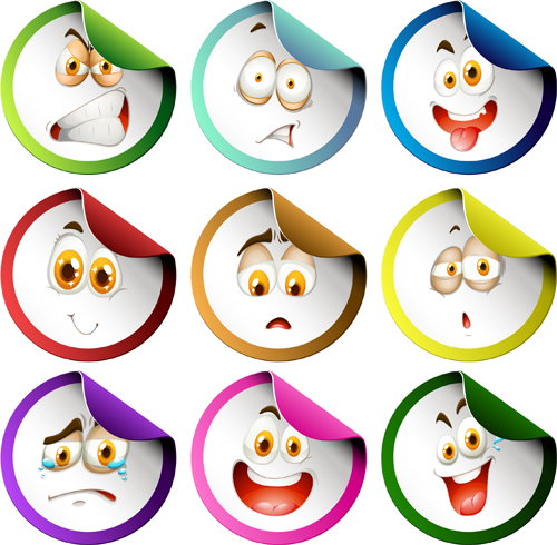 Funny face expression icons sticker