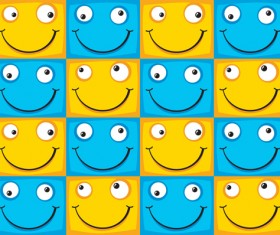 Funny square face icons set