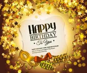 Golden decor with birthday cards vector