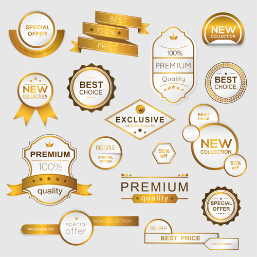 Golden high guality labels vector