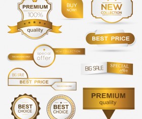 Golden labels and banners vector 02
