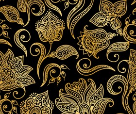 Golden ornaments seamless pattern vector 01