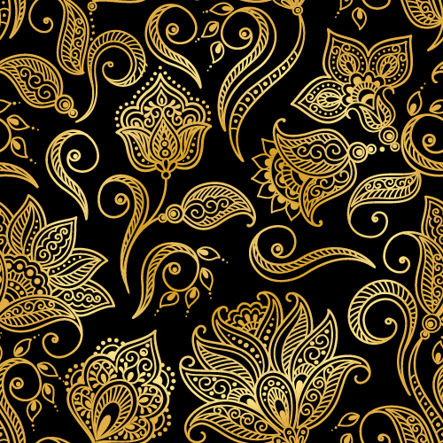 Golden ornaments seamless pattern vector 01