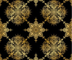 Golden ornaments seamless pattern vector 02