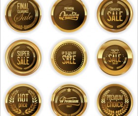 Golden sale badge shiny vector 01