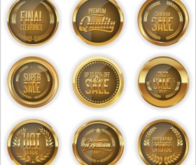 Golden sale badge shiny vector 02