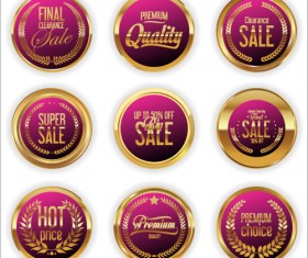 Golden sale badge shiny vector 03