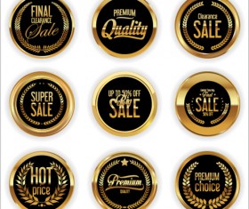 Golden sale badge shiny vector 04