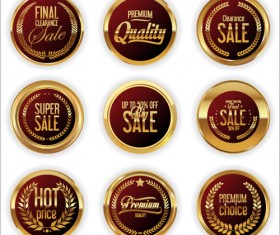 Golden sale badge shiny vector 05