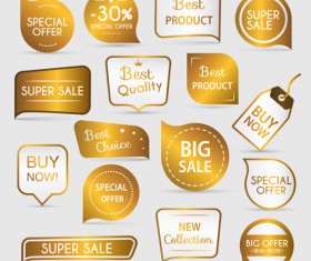 Golden sale labels with tags vector