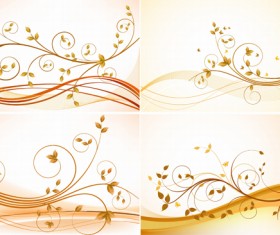 Golden tree branches abstract background vector 02