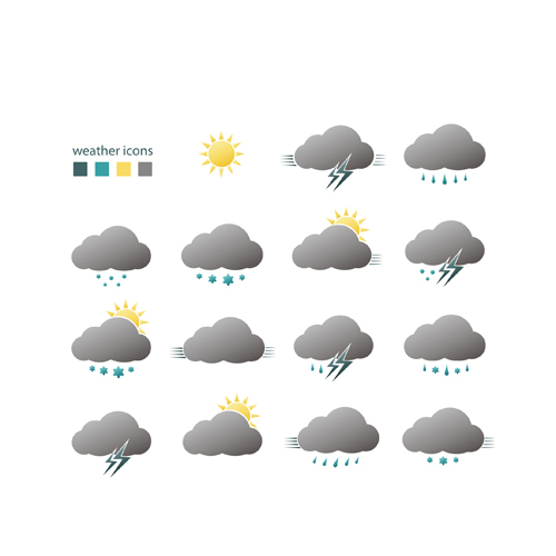 Gray weather icons vector set