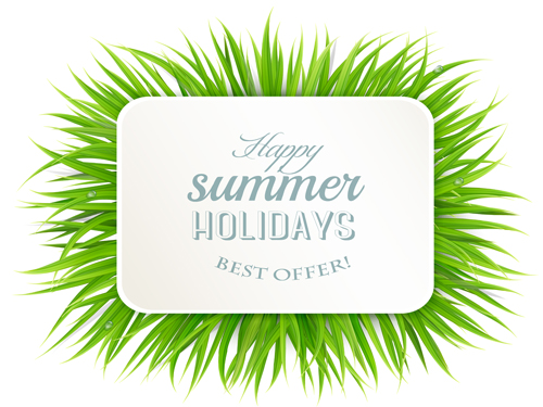 Green grass with summer background vector