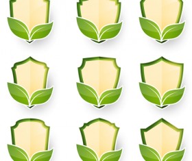 Green leaf labels vector set