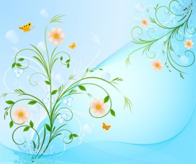 Green leaves with abstract background vector 03